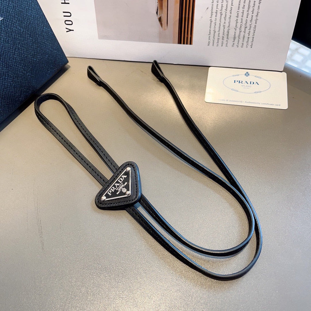 Prada Style Men's Triangle Logo Bolo Tie - Detail Image 4