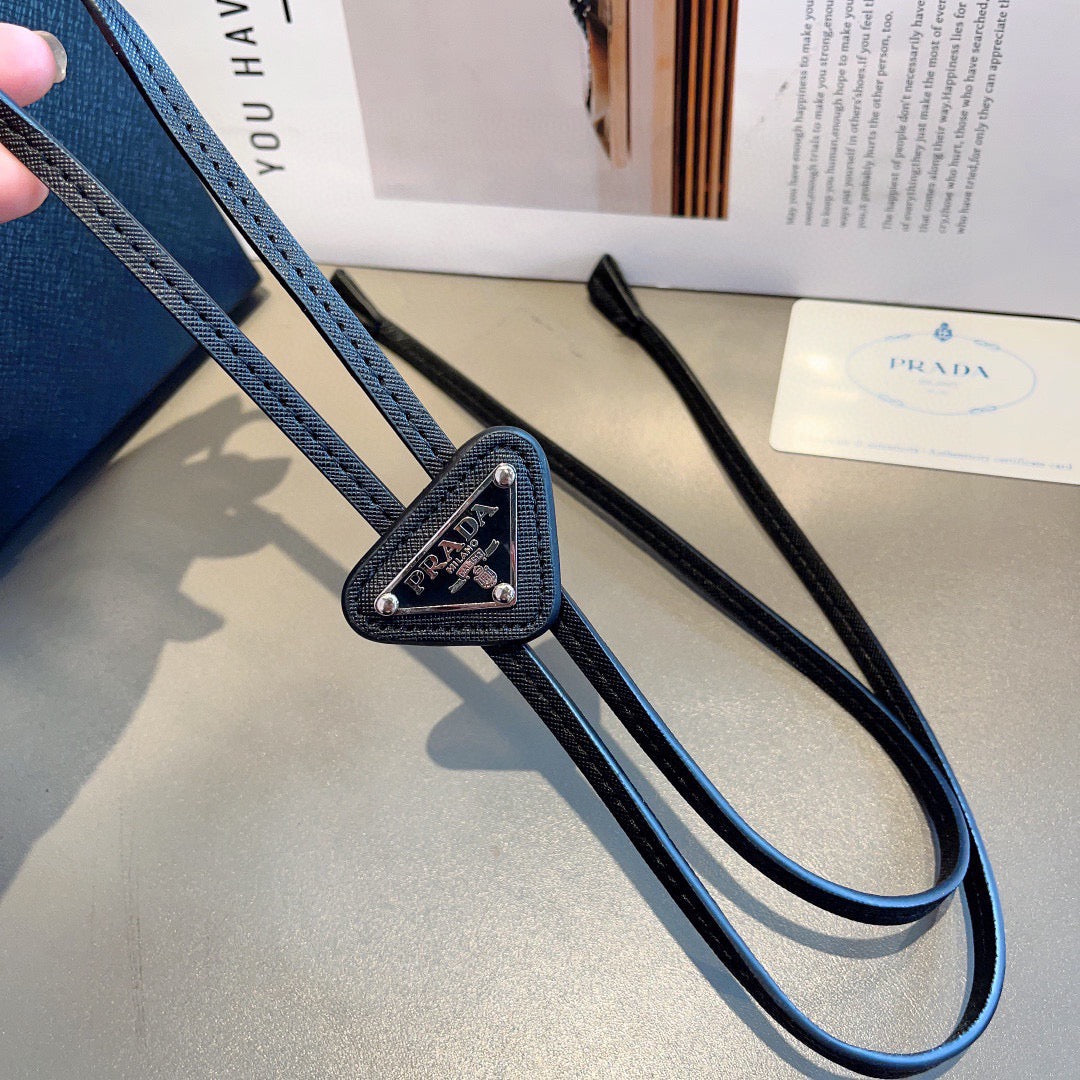 Prada Style Men's Triangle Logo Bolo Tie - Detail Image 5