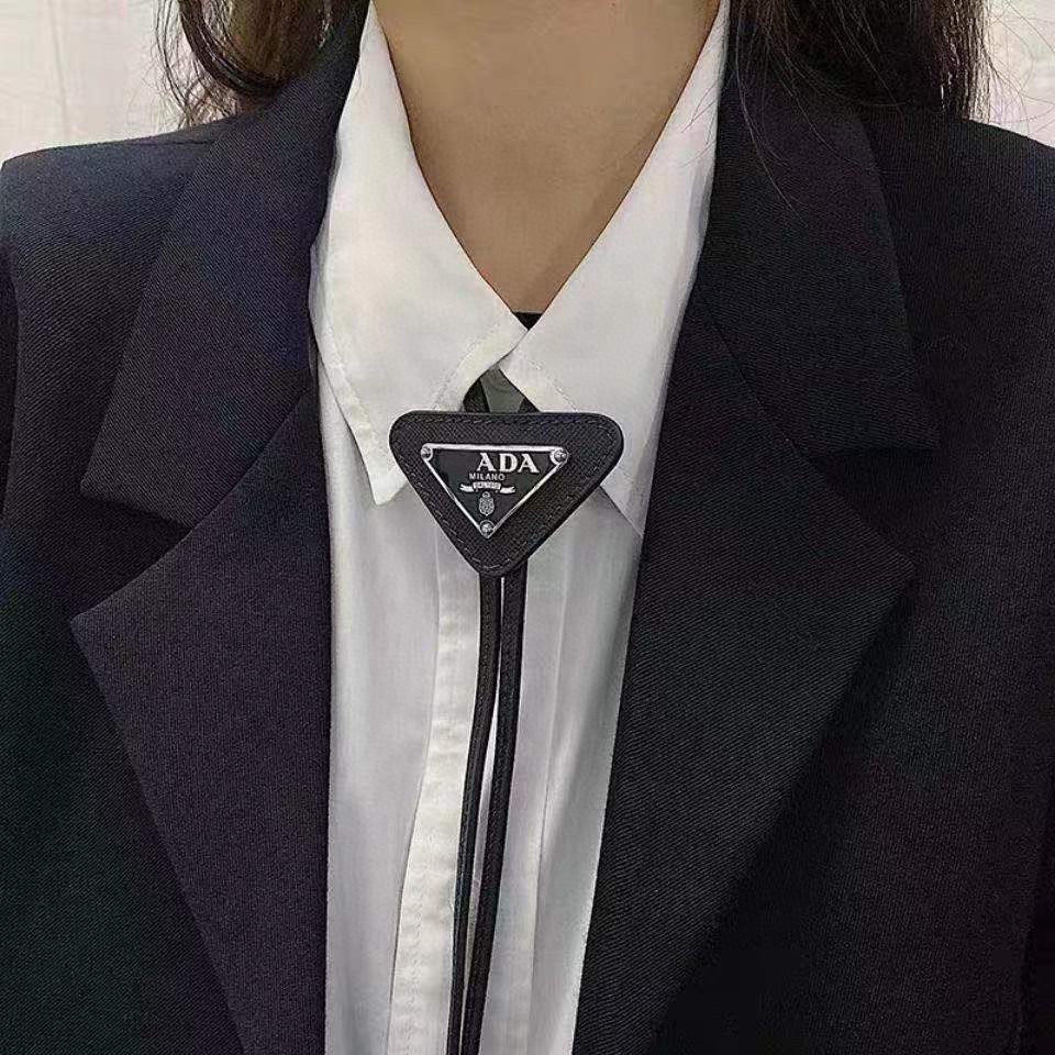 Prada Style Men's Triangle Logo Bolo Tie - Detail Image 7