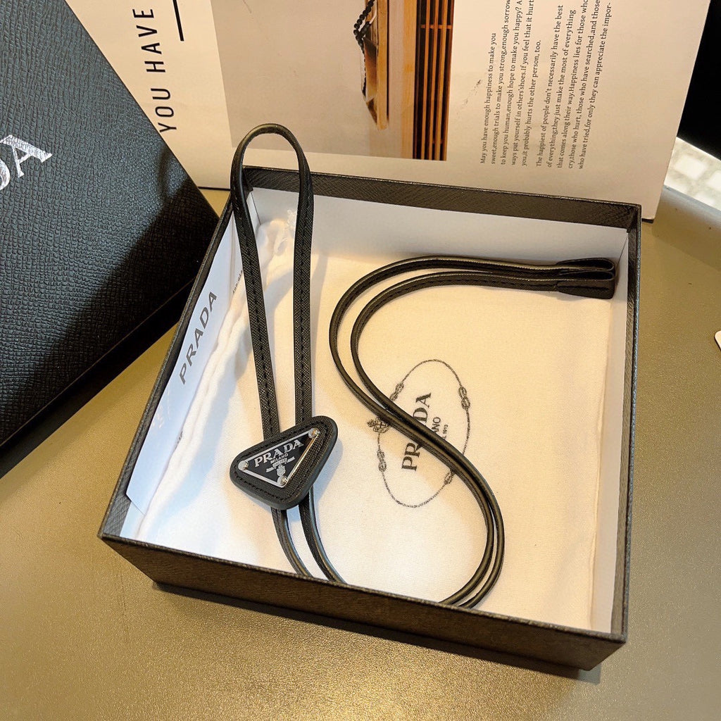 Prada Style Men's Triangle Logo Bolo Tie - Main Image