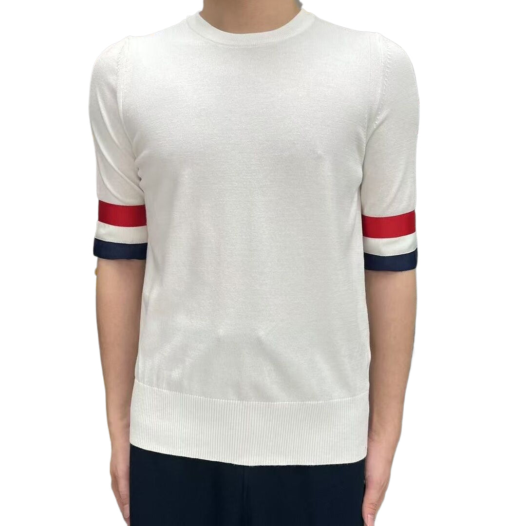 Red, white and blue cuffs T-shirt  TREND