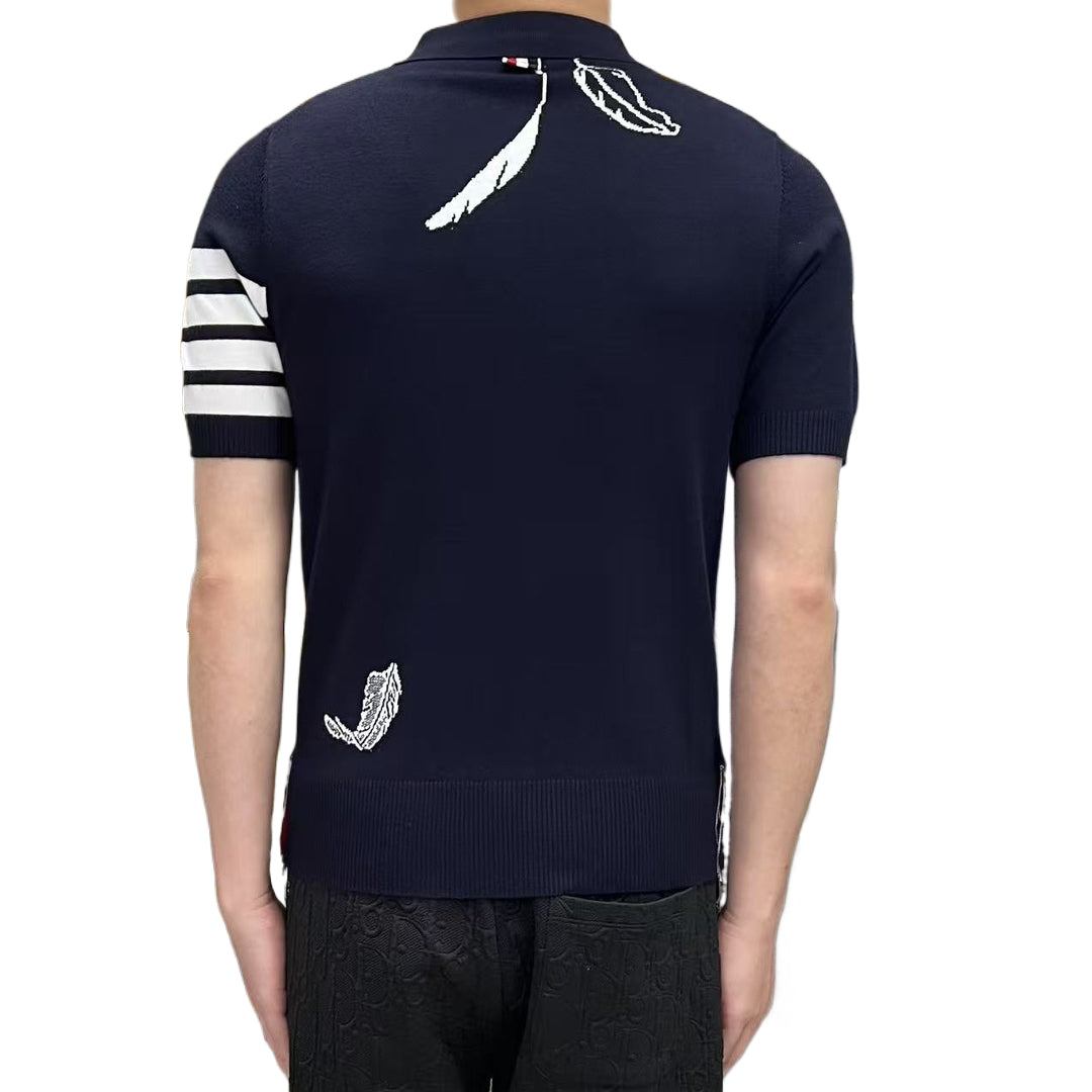 2025 SS  Mens Feather Leaf POLO Short Sleeve  TREND