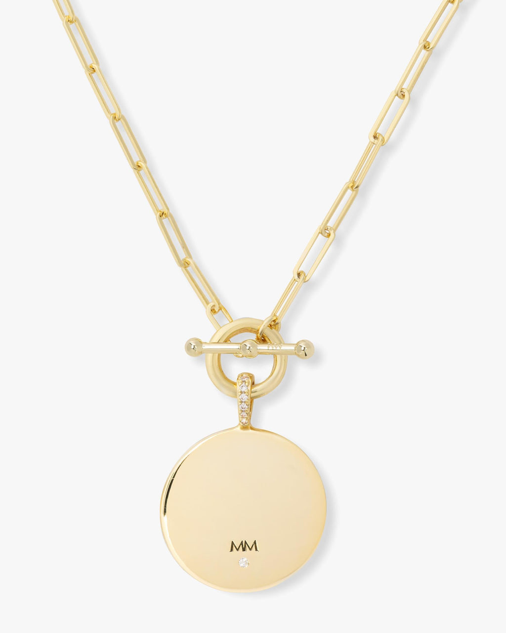 Personalized gold initial medallion necklace with mother of pearl – view 54