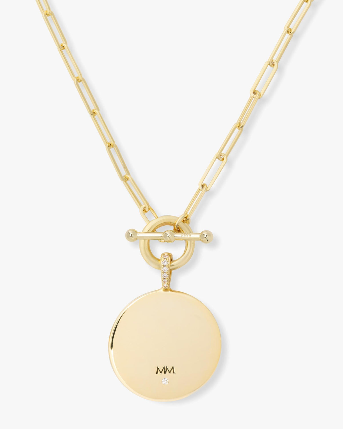 Personalized gold initial medallion necklace with mother of pearl – view 54
