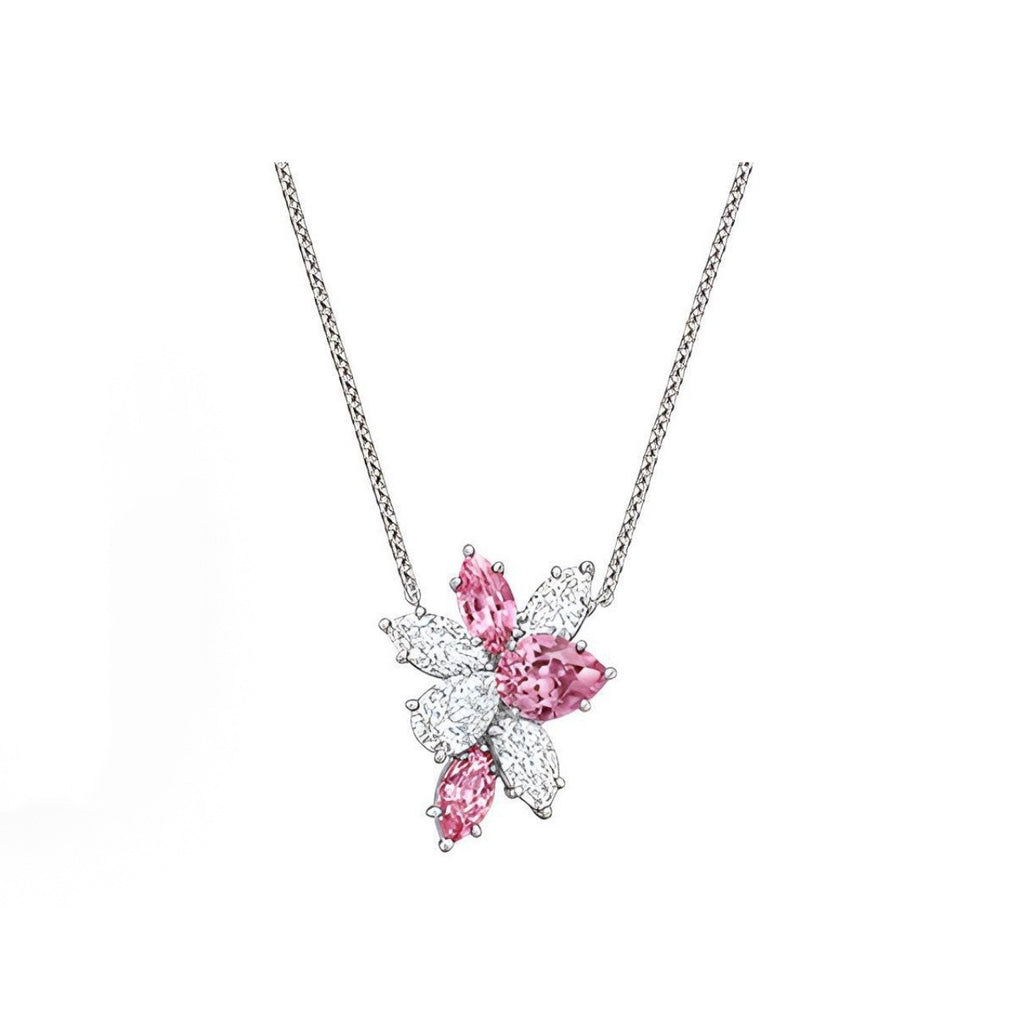 Harry Winston Style Pear-Cut Floral Cubic Zirconia Necklace detail view 4
