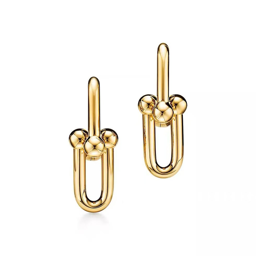 Tiffany Style Horseshoe 18K Gold-Plated Earrings detail view 1