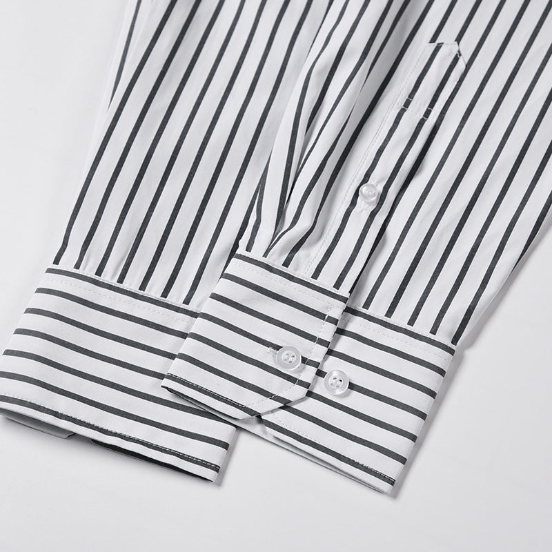 Classic Four-Bar Striped Dress Shirt - 100% Cotton Made in Japan
