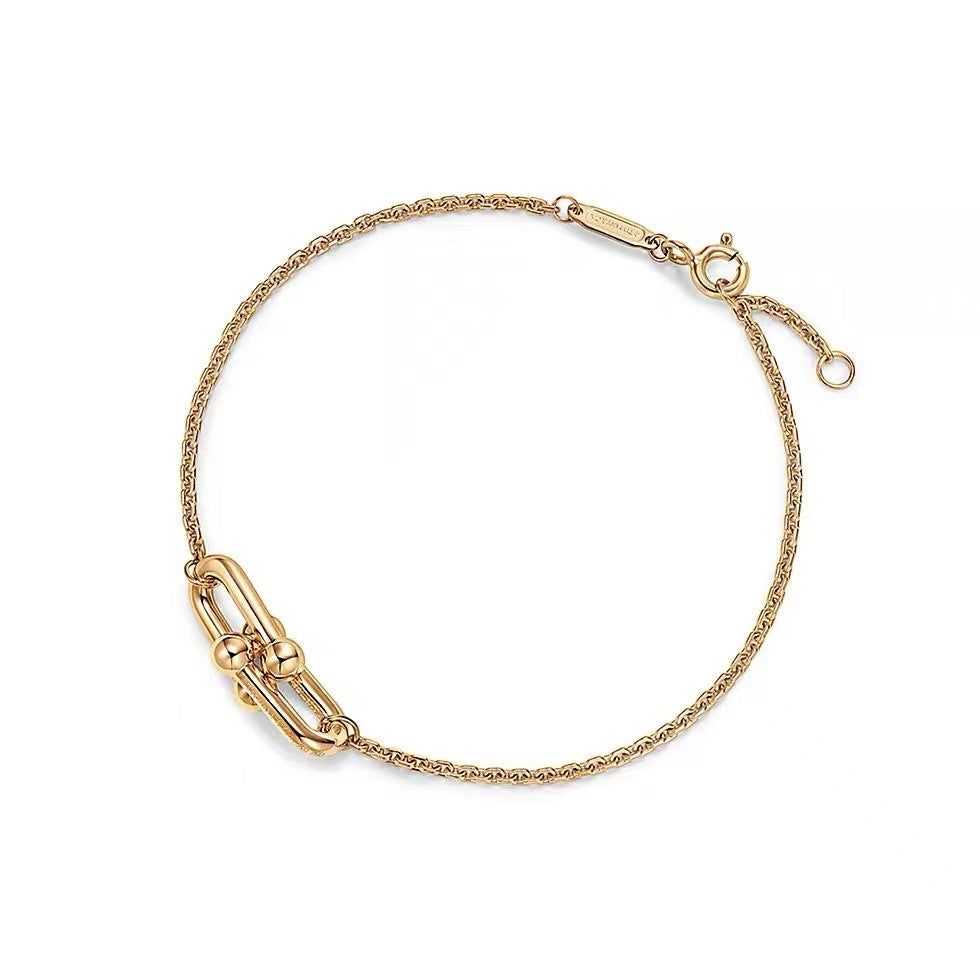 Tiffany Style Horseshoe Cubic Zirconia 18K Gold-Plated Bracelet detail view 5