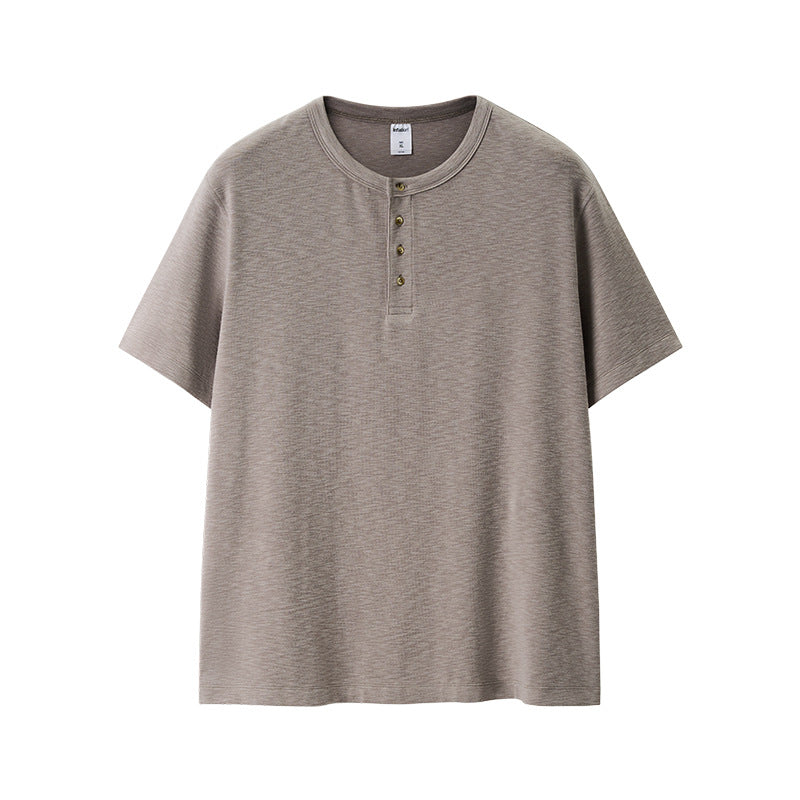 INFLATION Old Money Henley Short-Sleeve T-Shirt – Relaxed Loose Fit