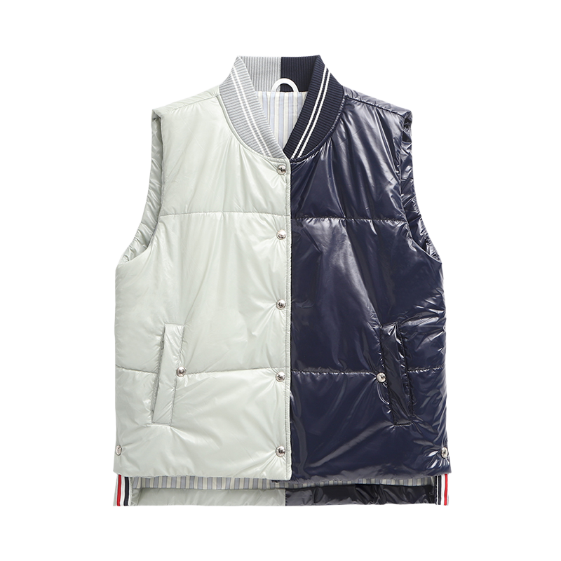 Unisex Shiny Colorblock Baseball Collar Vest  TREND