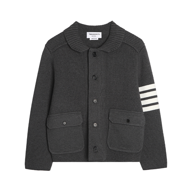 Mens four-bar lapel sweater jacket 