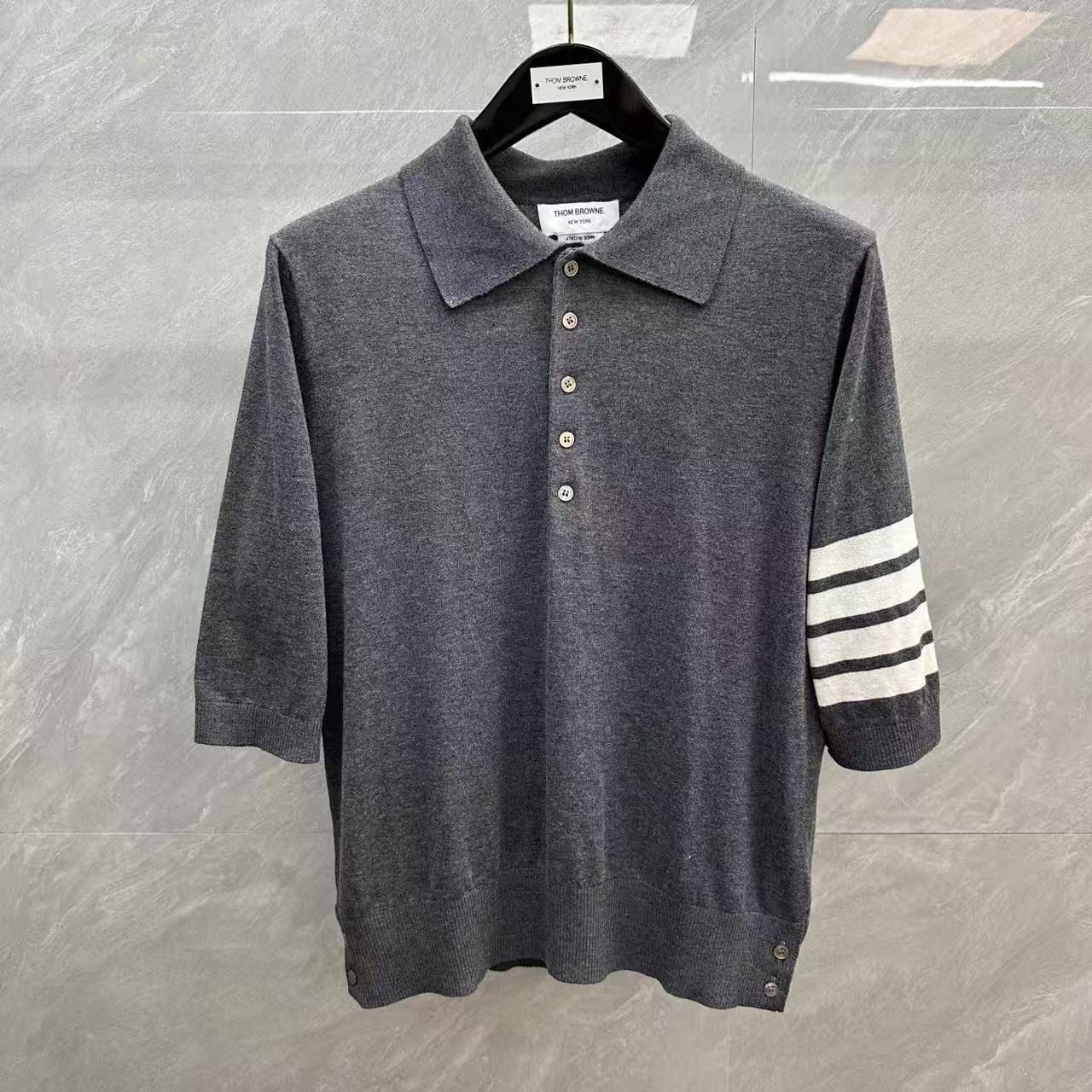 Four-Bar Polo Collar Short Sleeve Shirt THOM TREND