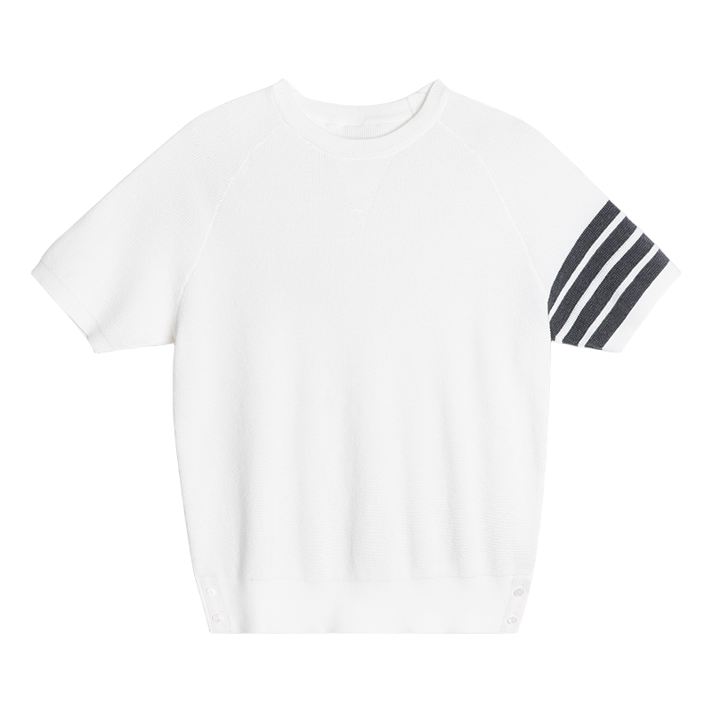 Ladies V-neck ribbed knit short sleeves（副本） THOM TREND
