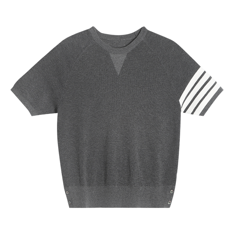 Couple's round neck chest triangle four-bar T-shirt THOM TREND