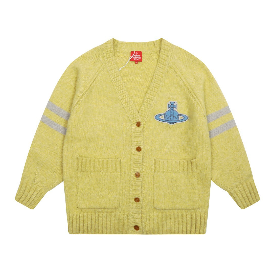 Vivienne Westwood Saturn Letter Cable-Knit Cardigan