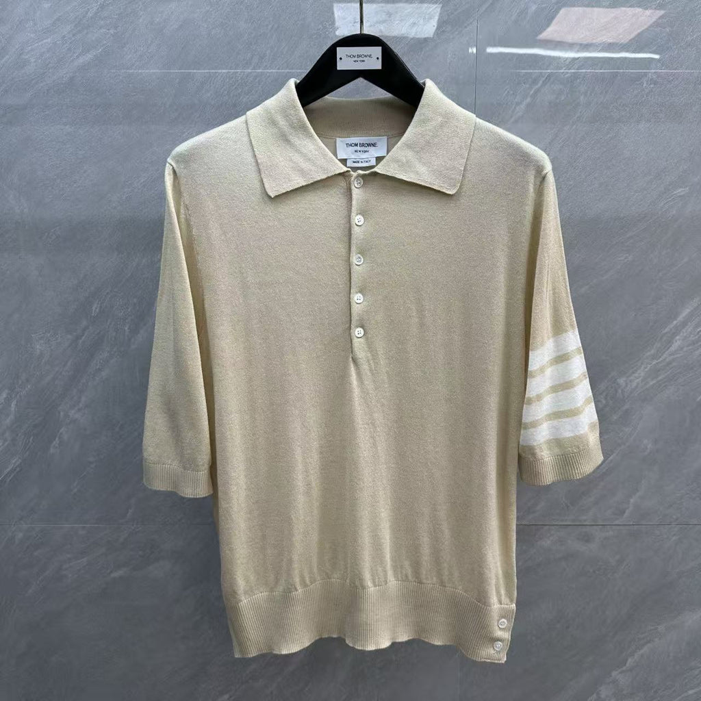 Four-Bar Polo Collar Short Sleeve Shirt THOM TREND