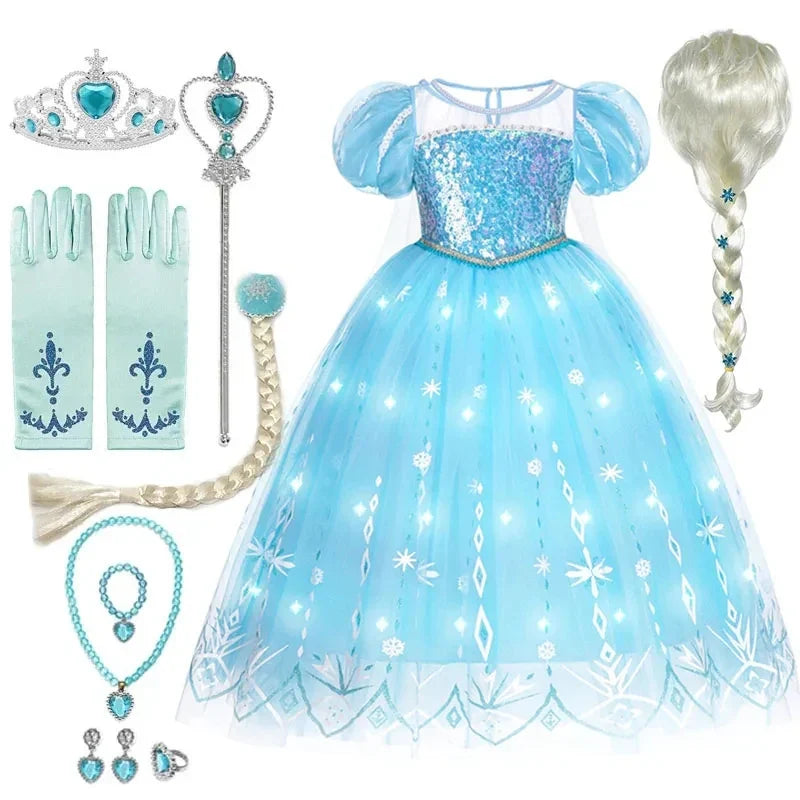 Model 2024 LED Light Up Elsa Princess Dress Costume - A LED elsa dress / 2T