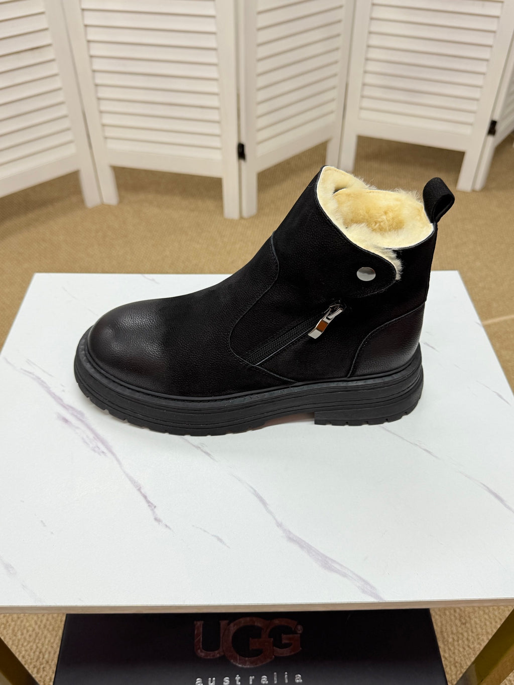 UGG Black Exposed-Shearling Ankle Boots - product view 2