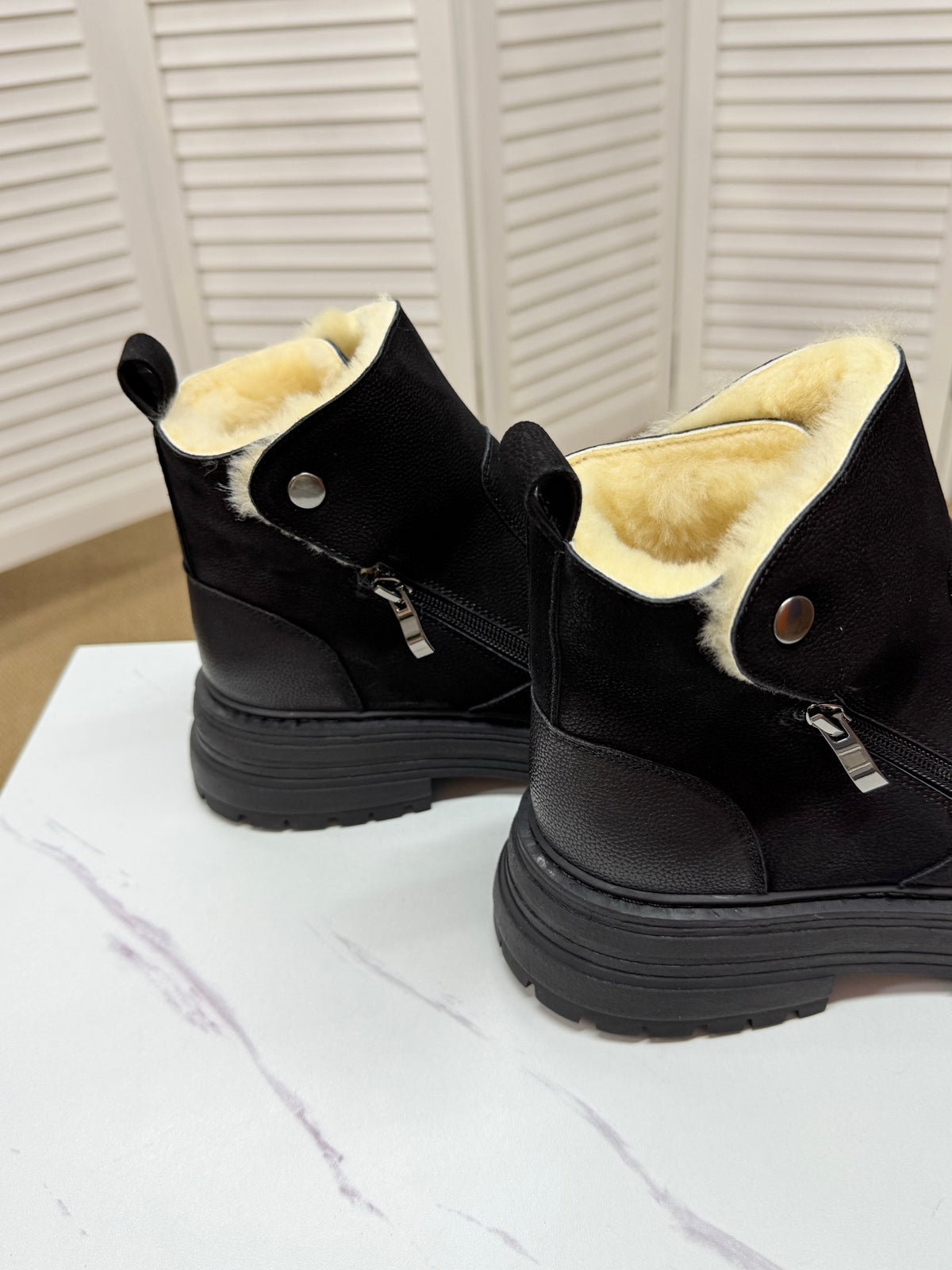 UGG Black Exposed-Shearling Ankle Boots - product view 3