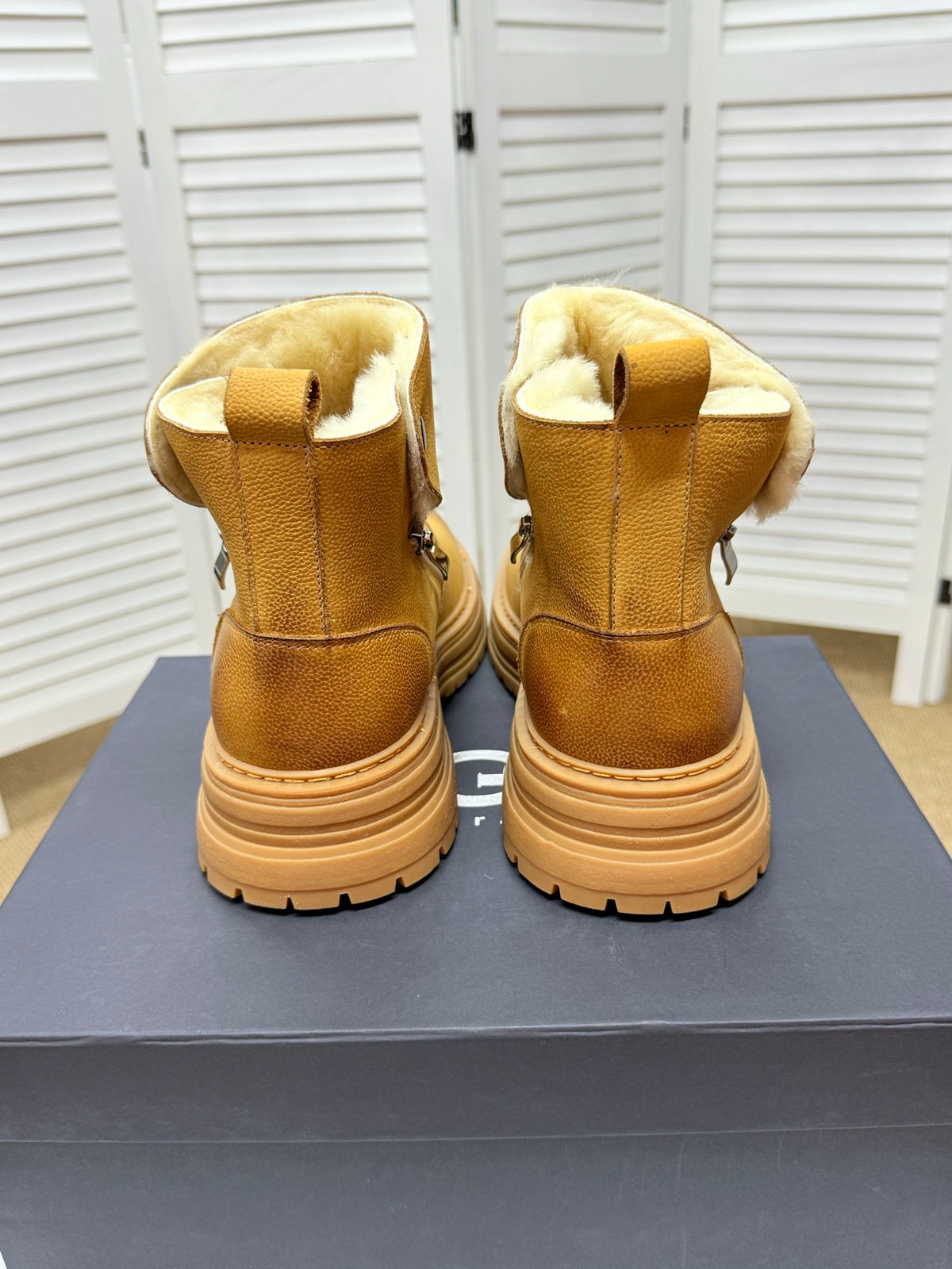 UGG Chestnut Shearling-Collar Leather Boots - product view 8