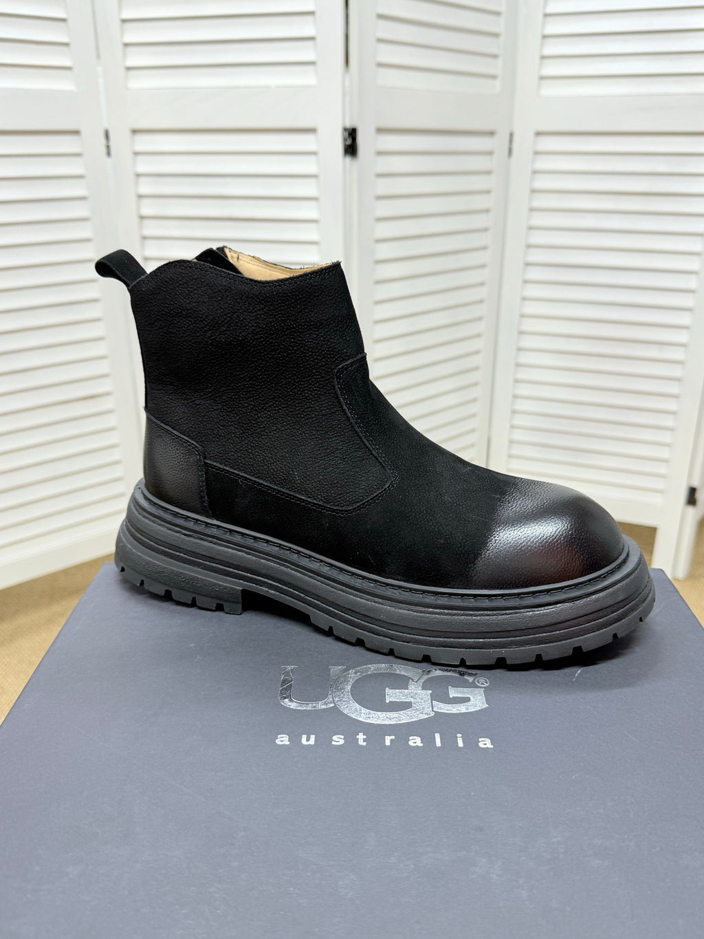 UGG Black Pull-On Leather Chelsea Boots - product view 5