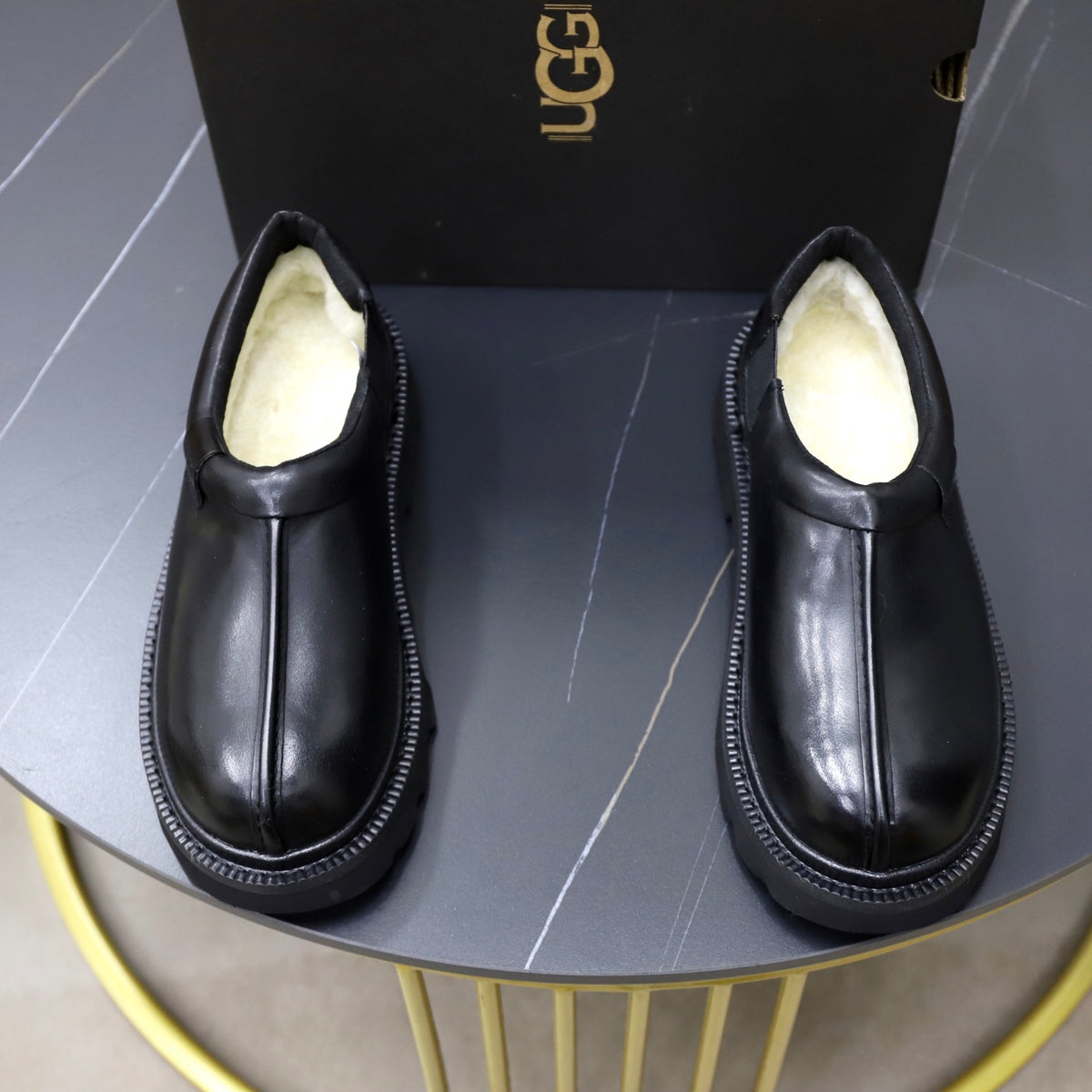 UGG Black Leather Slip-On Casual Shoes - product view 2
