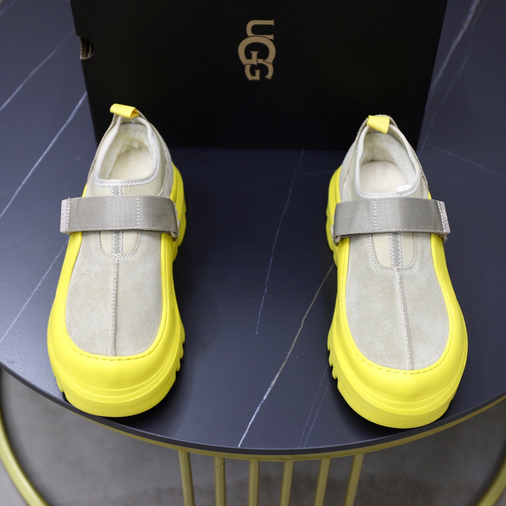 UGG Gray Neon-Yellow Strap Platform Shoes - product view 2