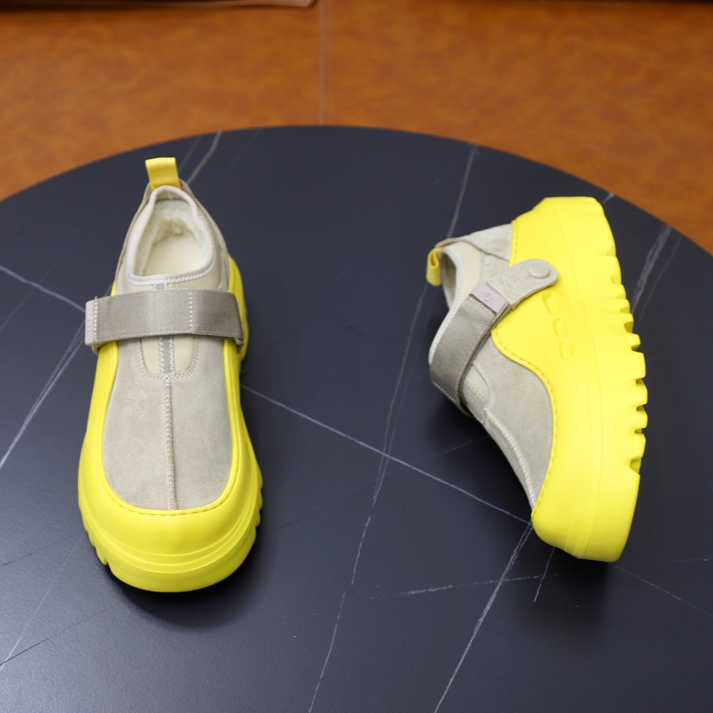 UGG Gray Neon-Yellow Strap Platform Shoes - product view 7