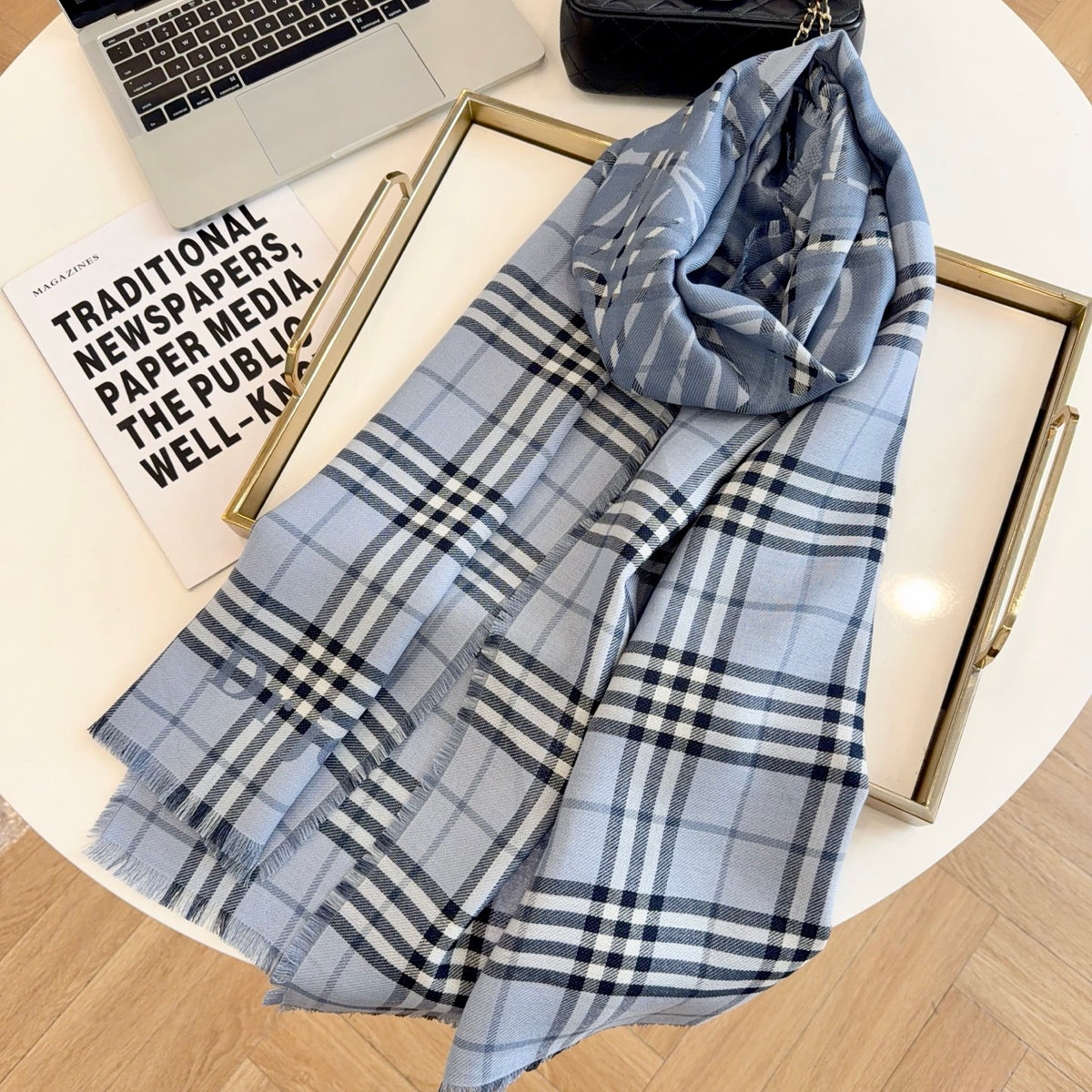 Burberry Style Classic Plaid Fringe Scarf product detail 5