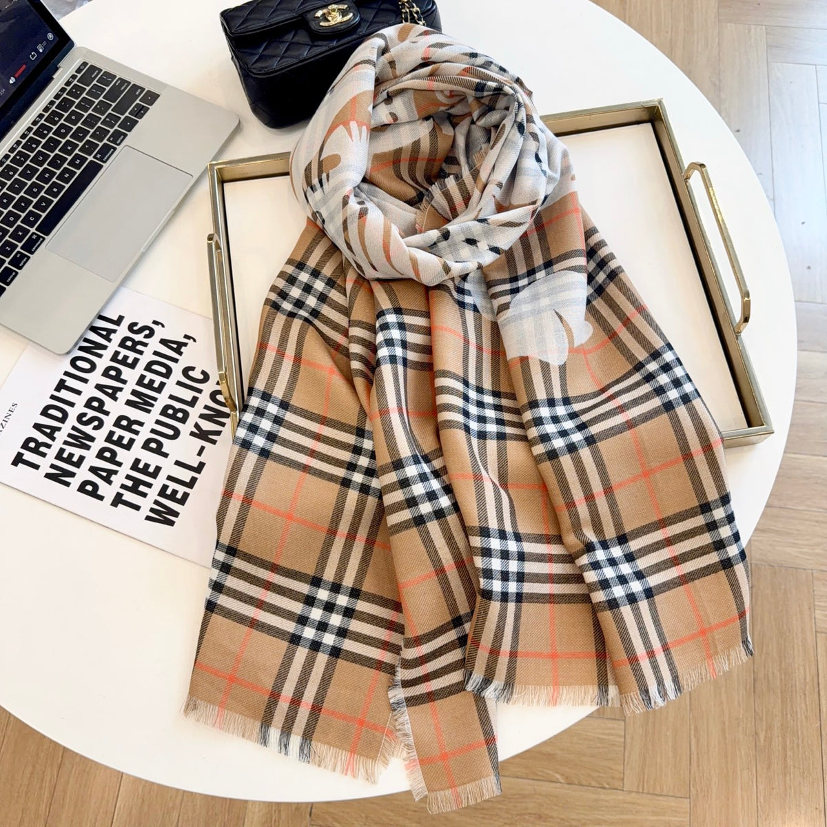 Burberry Style Classic Plaid Fringe Scarf product detail 8