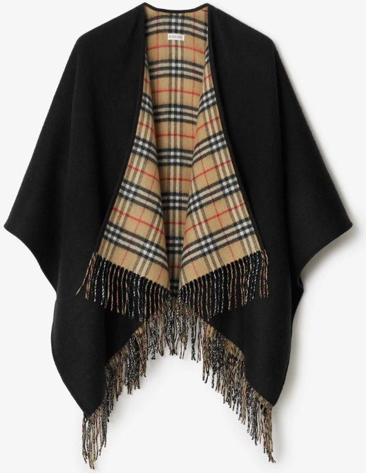 Burberry Style Reversible Plaid Cape Scarf product detail 2