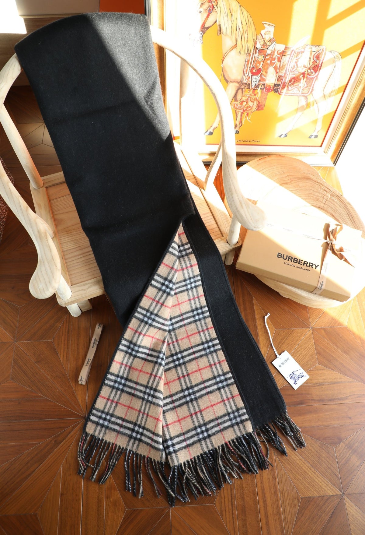 Burberry Style Reversible Plaid Cape Scarf product detail 10