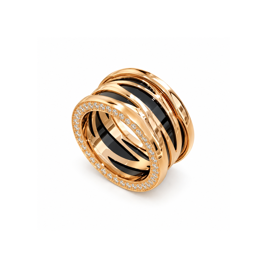 BVLGARI DREAM Ceramic Ring on pure white background