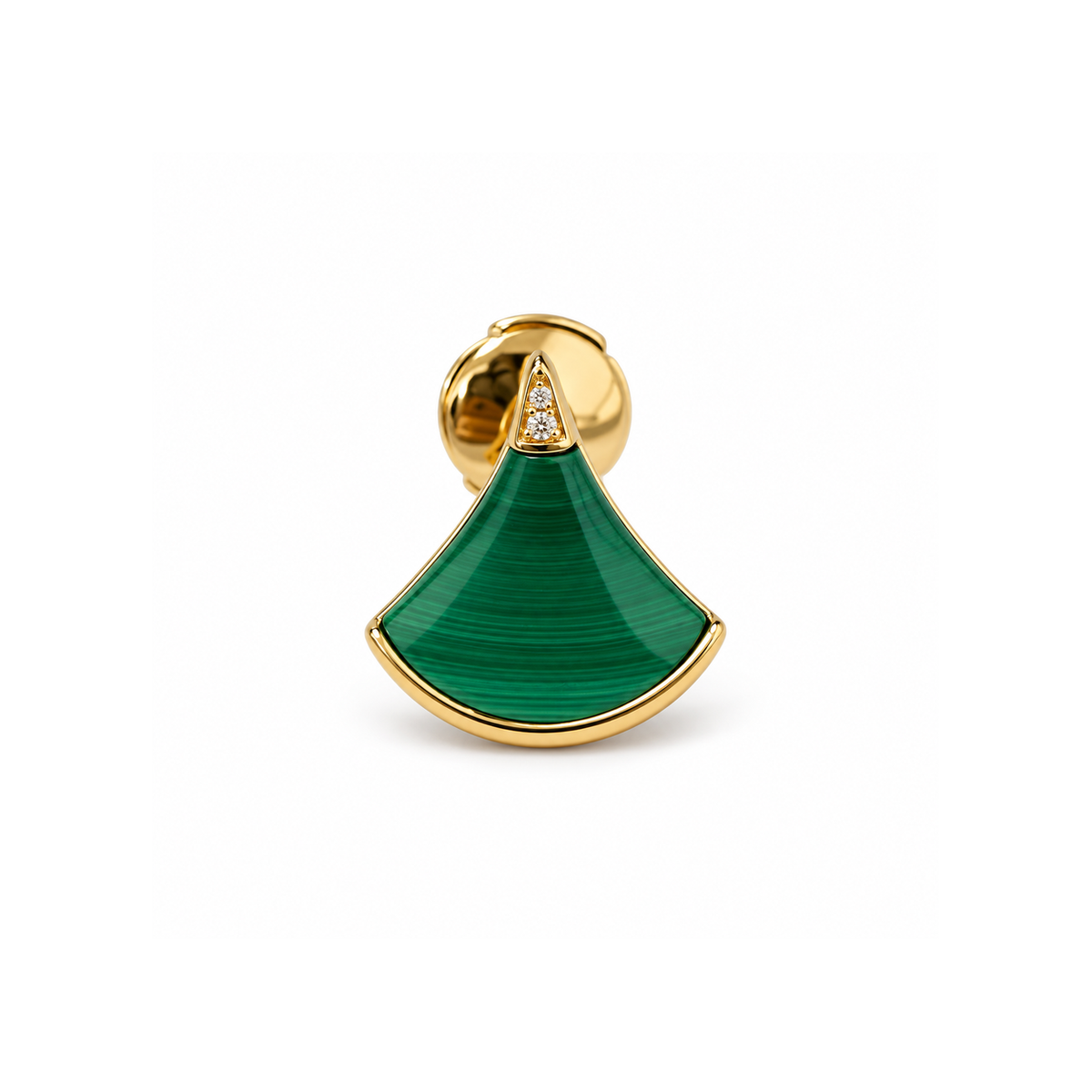 BVLGARI Fan-Shaped Malachite Stud Earrings on pure white background