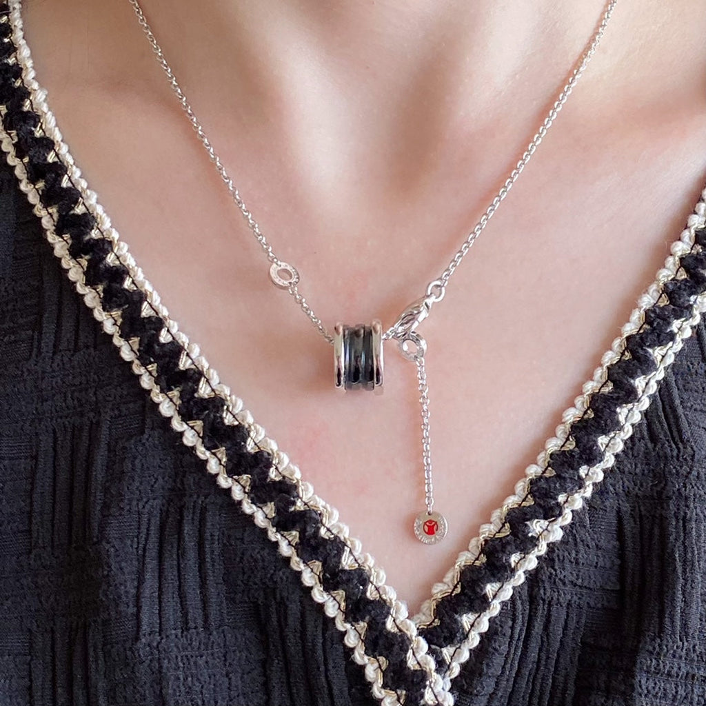 BVLGARI "Little Red Figure" Black Ceramic Necklace