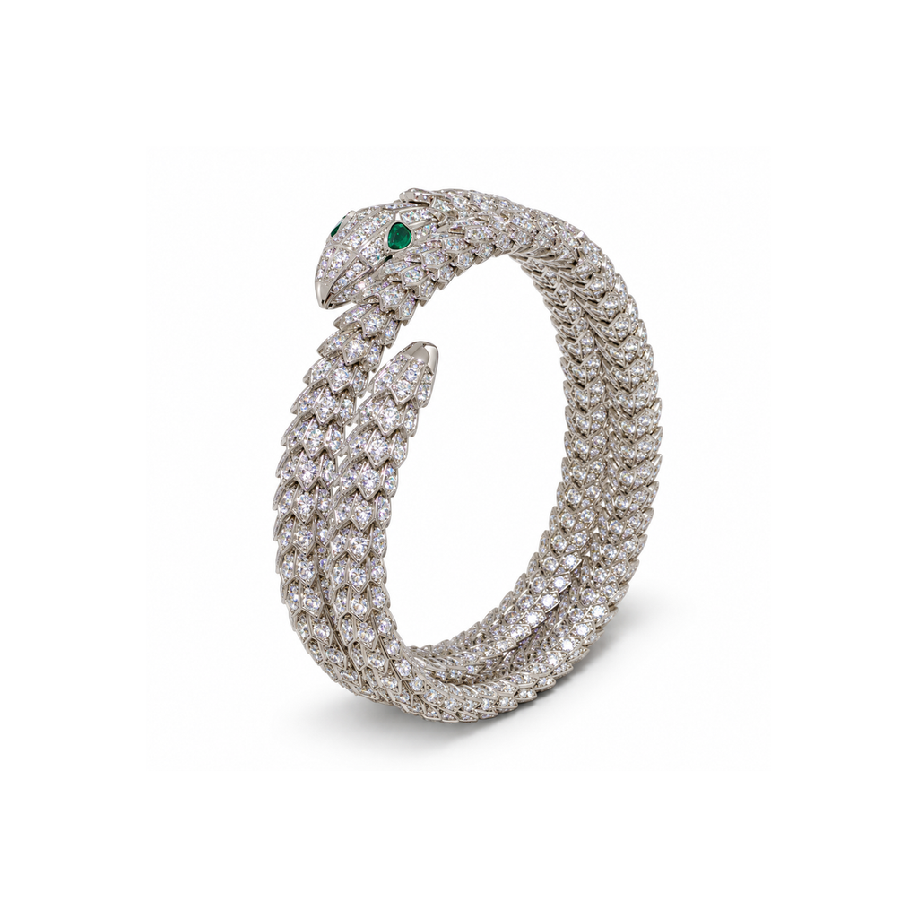 BVLGARI Viper Snake-Bone Bracelet on pure white background