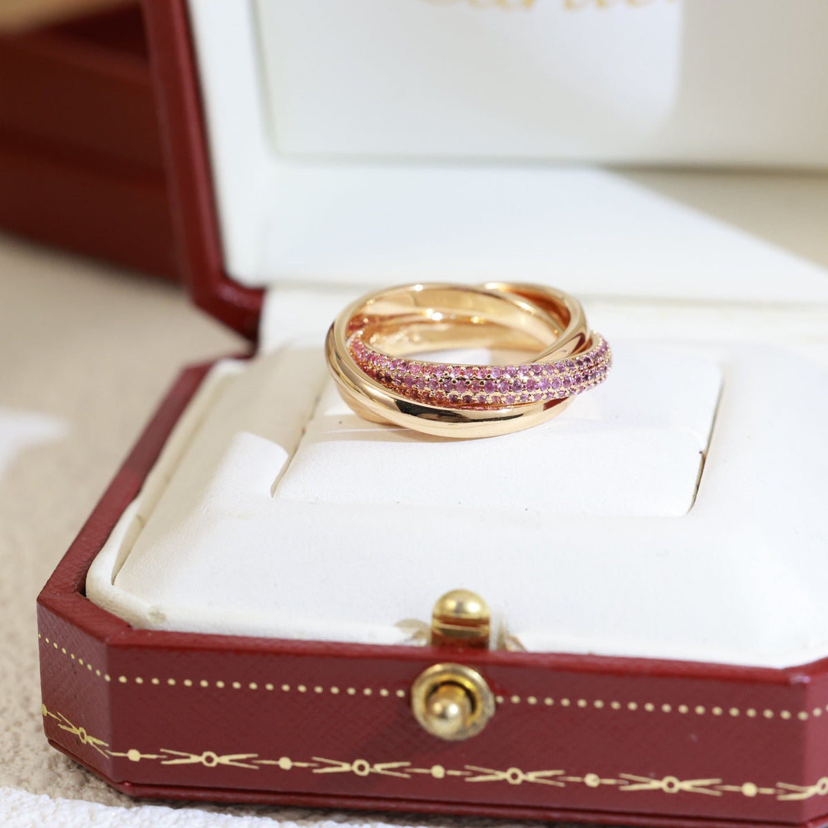 Cartier Pink Stone Ring detail 6