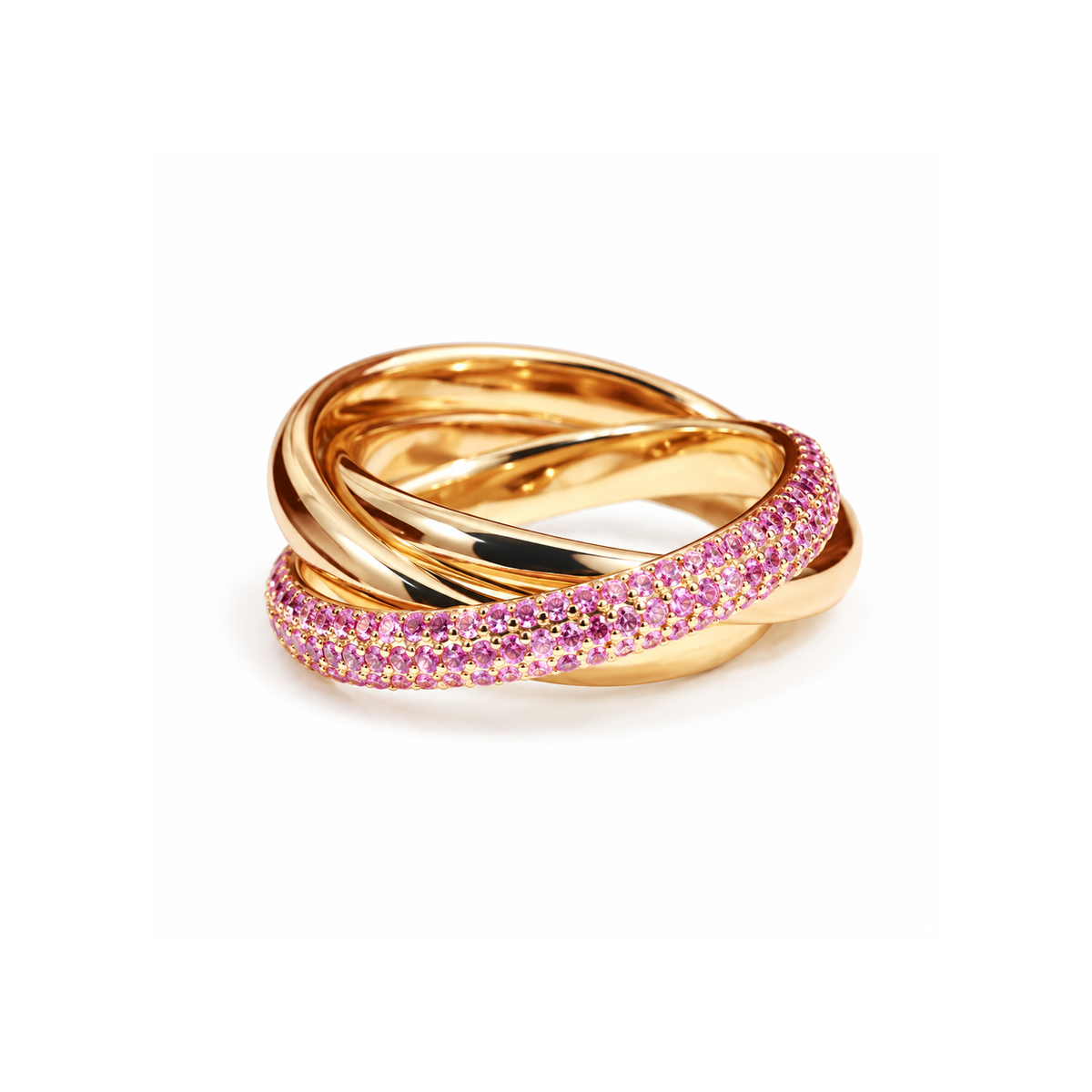 Cartier Pink Stone Ring on pure white background