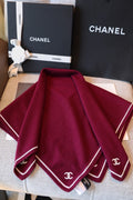 Chanel Style Contrast-Border Logo Scarf product detail 4