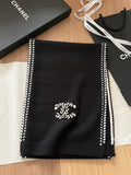 Chanel Style Contrast-Edge Knit Scarf