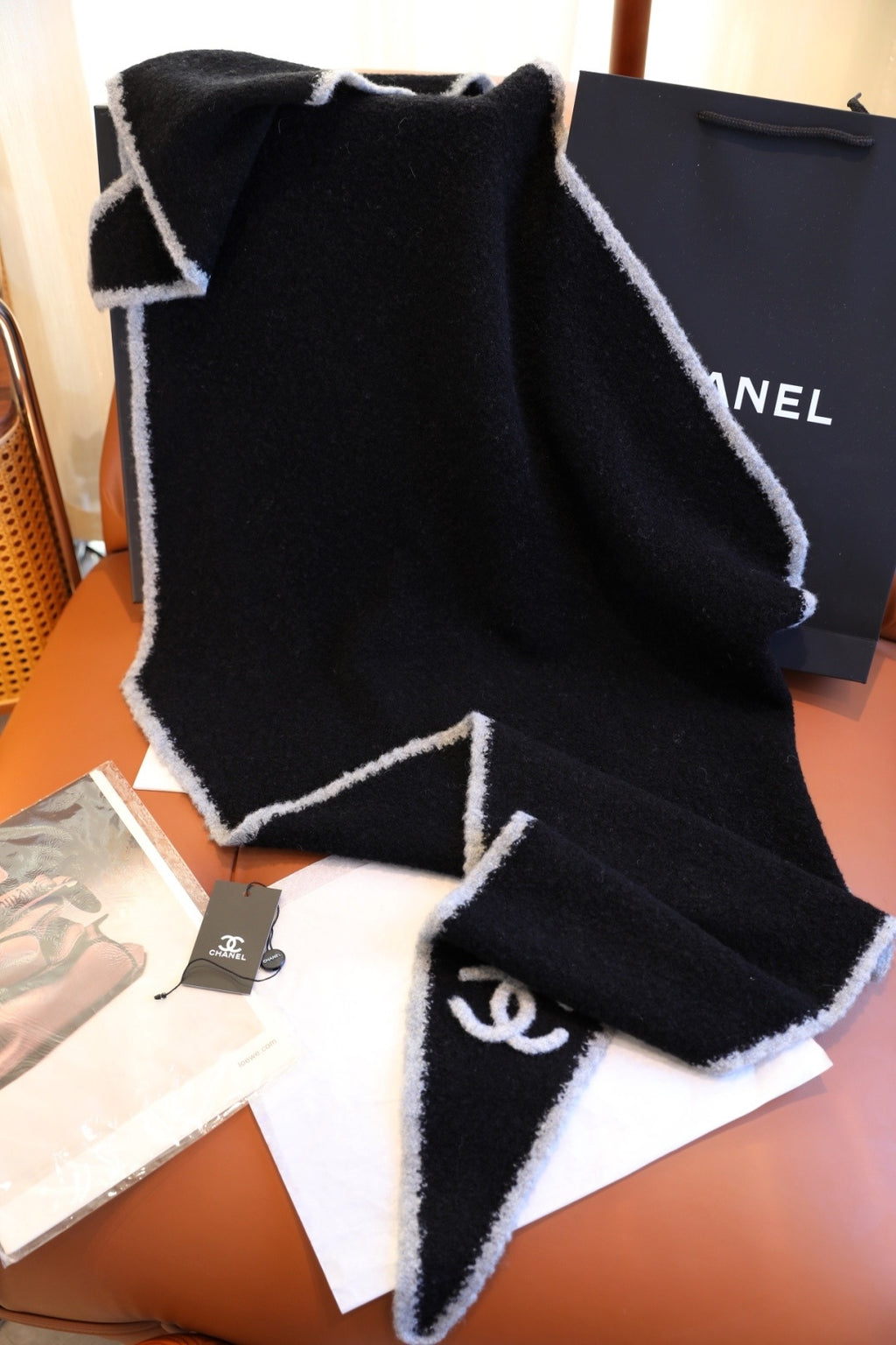 Chanel Style Fuzzy Triangle Knit Scarf product detail 4