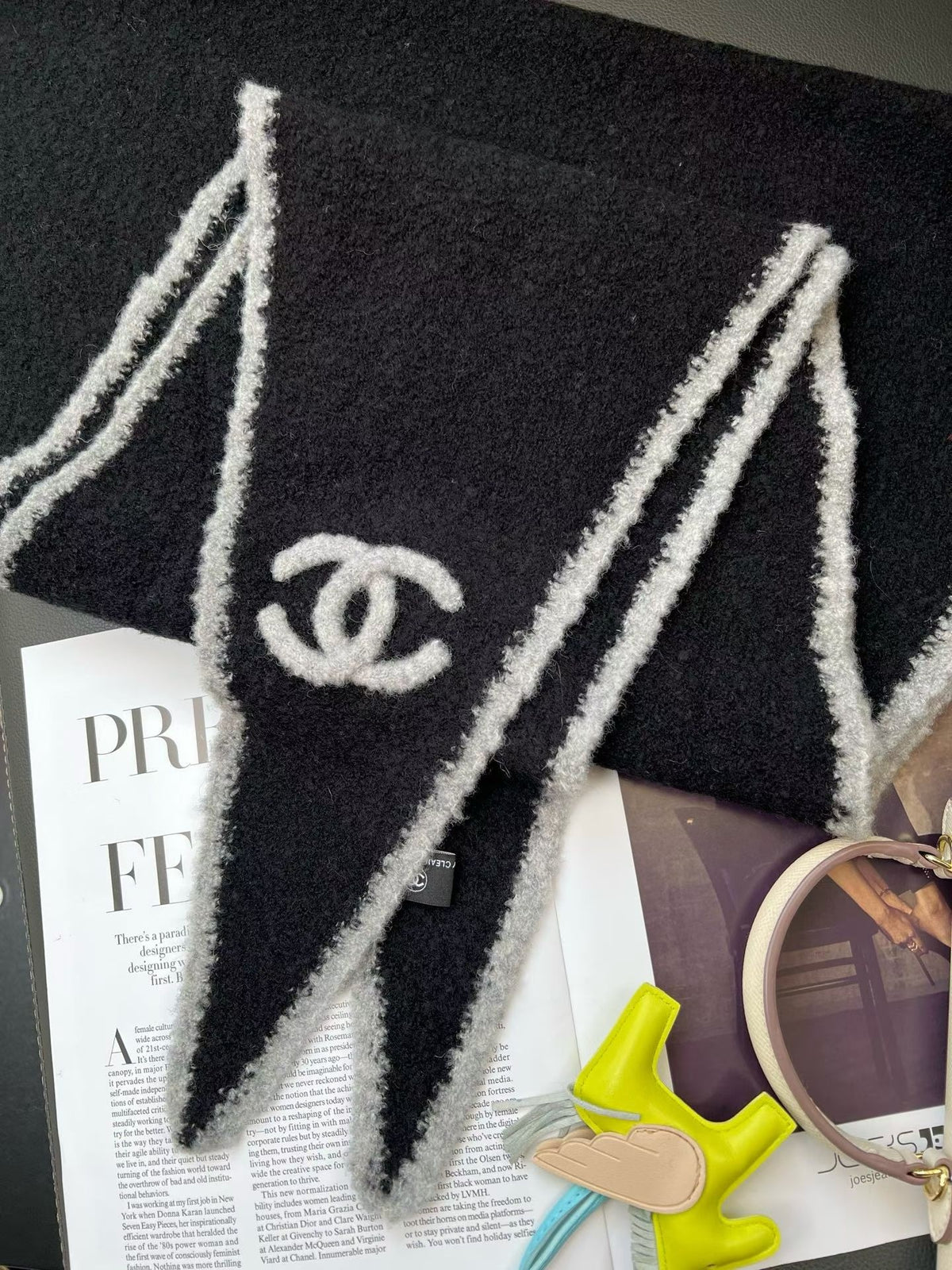 Chanel Style Fuzzy Triangle Logo Scarf product detail 10