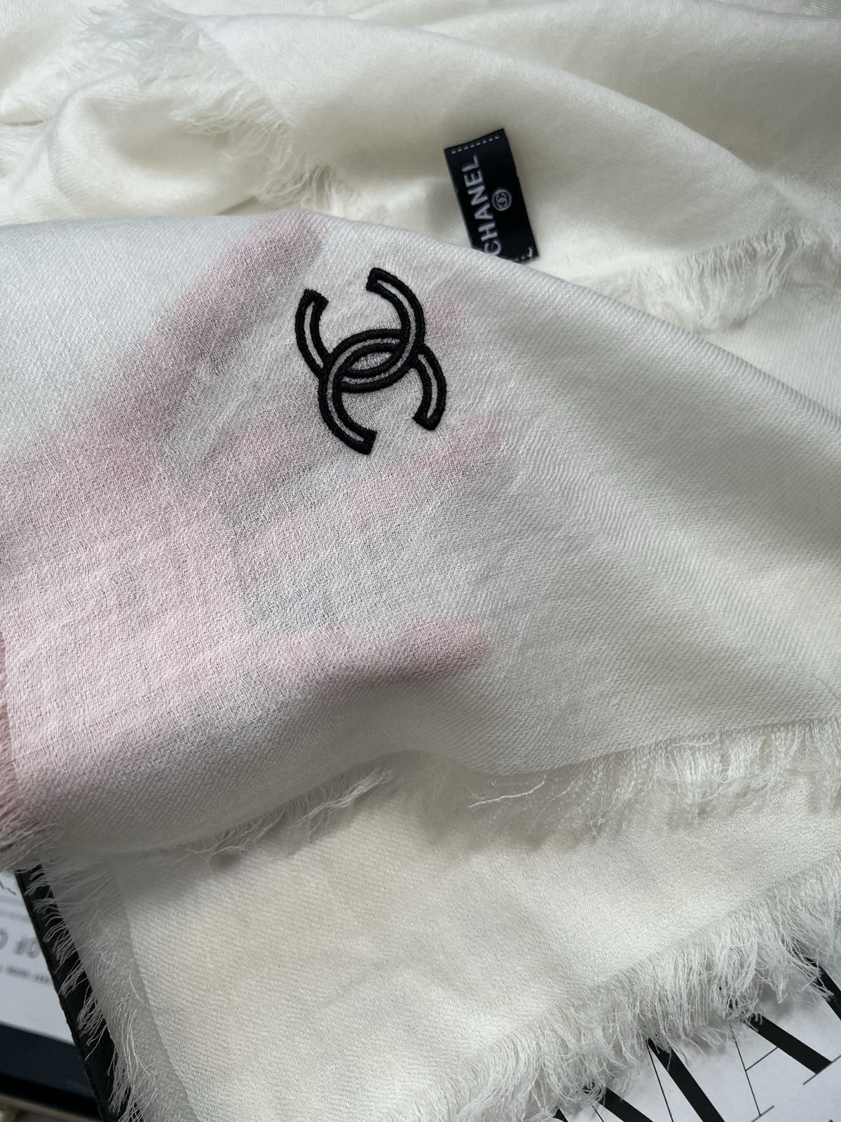 Chanel Style Lightweight Embroidered Logo Scarf product detail 7