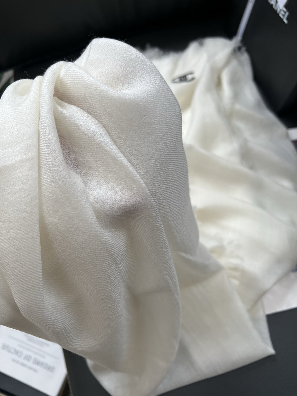 Chanel Style Lightweight Embroidered Logo Scarf product detail 8