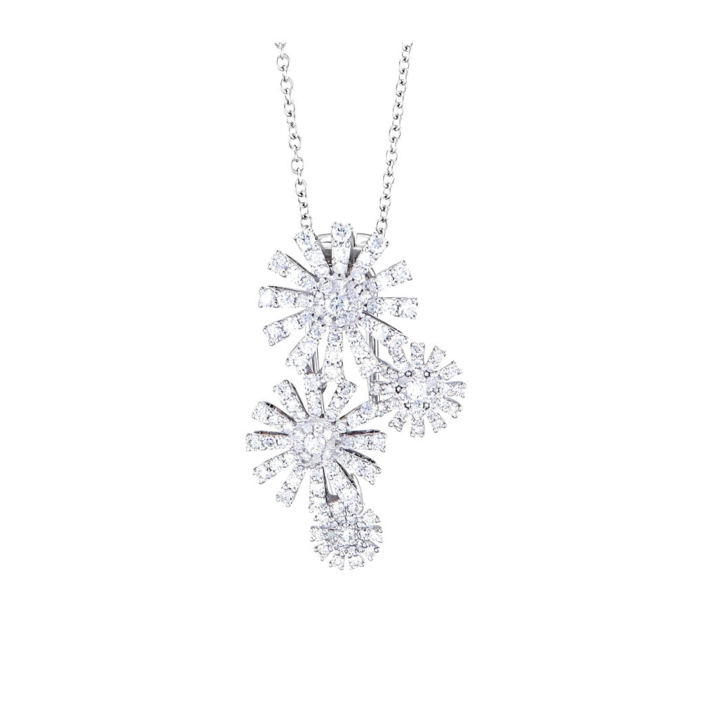 Damiani Style Floral Cubic Zirconia 18K Gold-Plated Necklace front product view