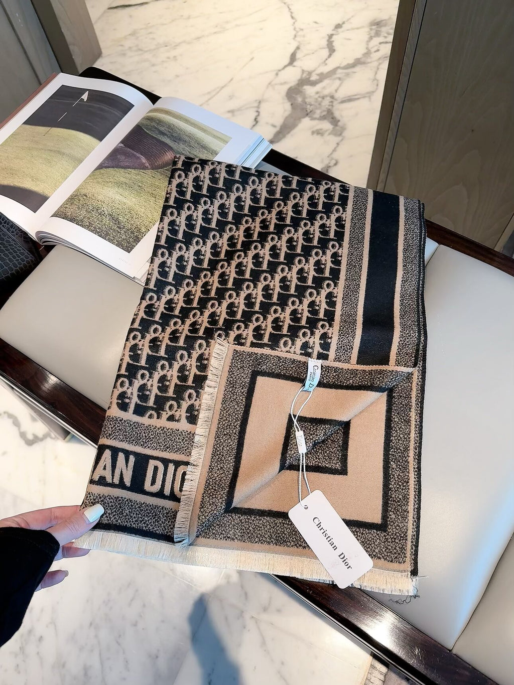 Dior Style Geometric Monogram Scarf product detail 3