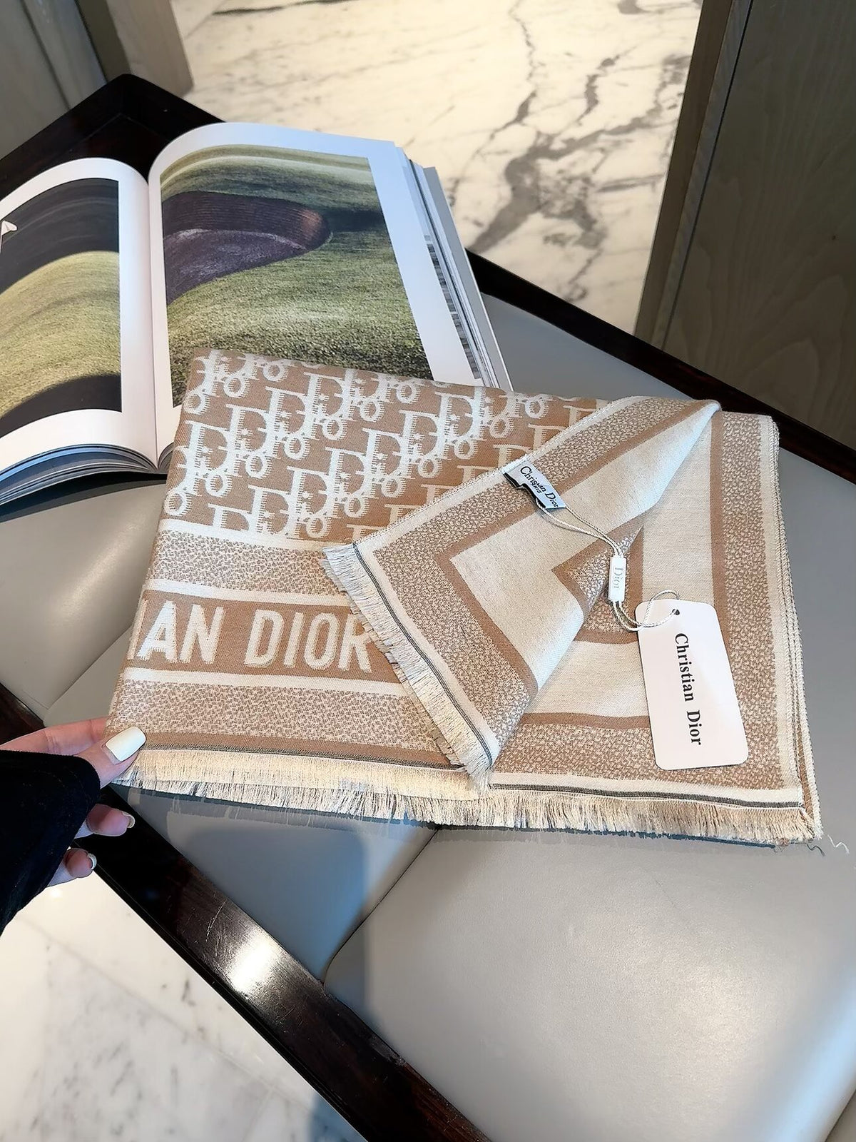 Dior Style Geometric Monogram Scarf product detail 8