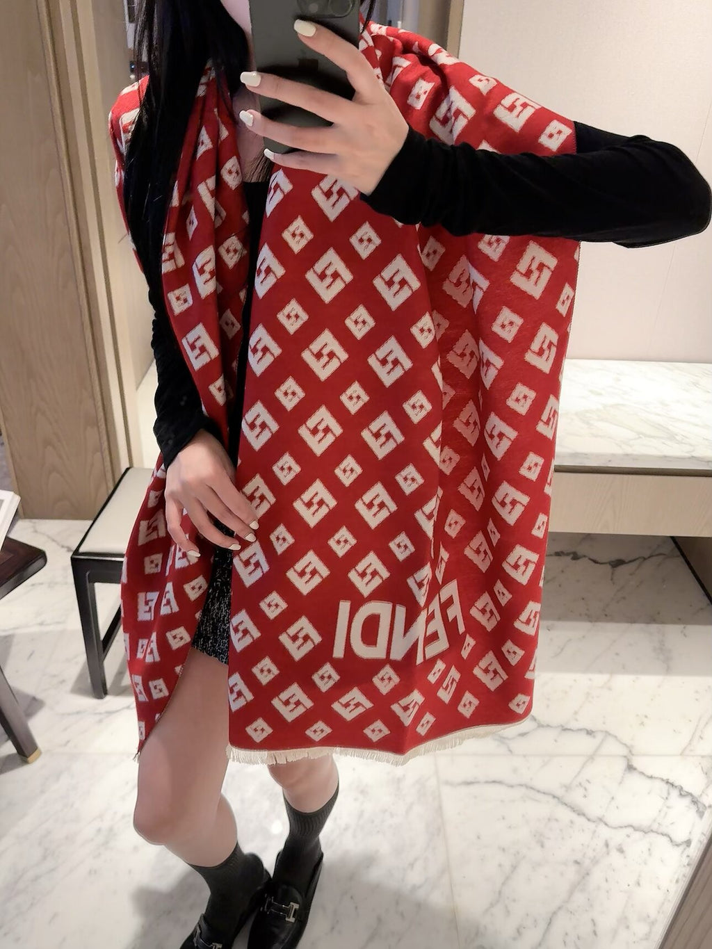 Dior Style Geometric Monogram Scarf product detail 9