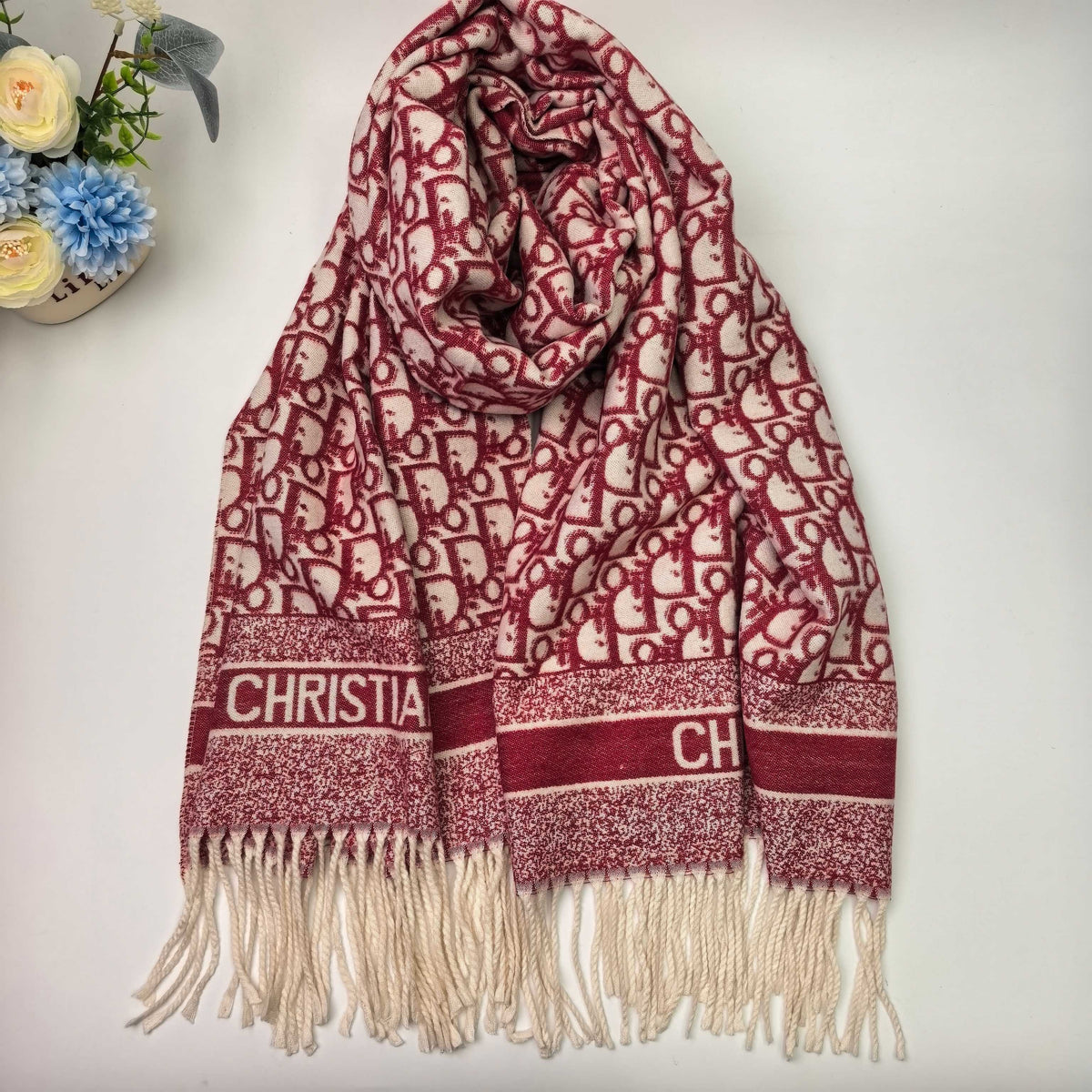 Dior Style Oblique Logo Fringe Scarf product detail 4