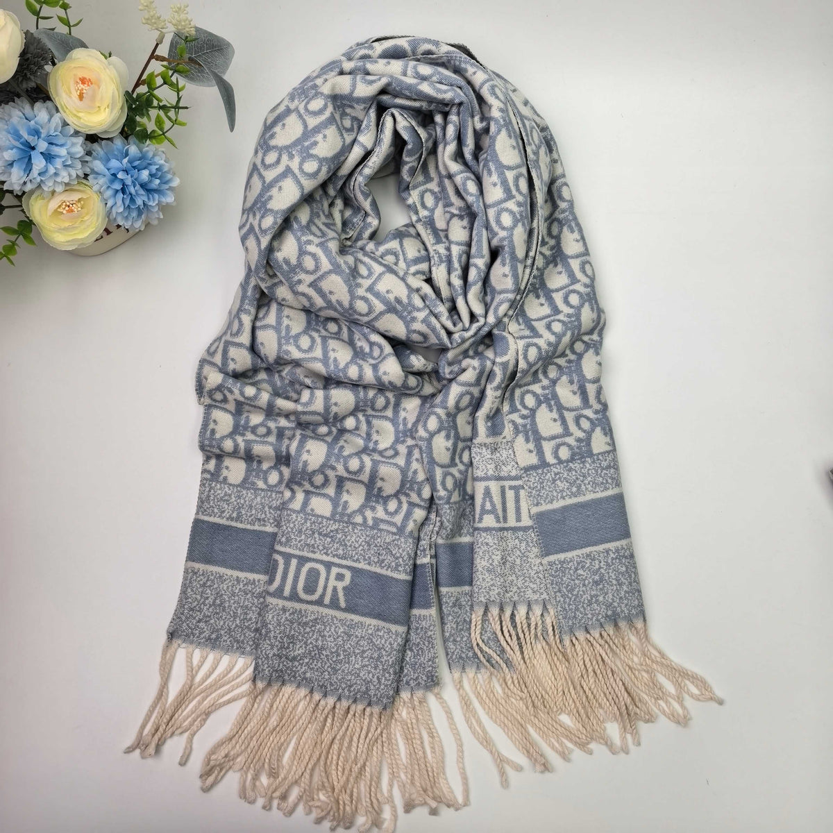 Dior Style Oblique Logo Fringe Scarf product detail 8